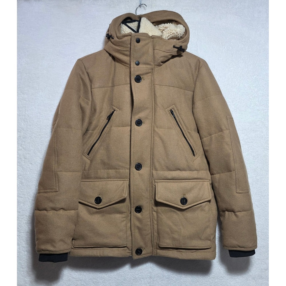 Express Men's Water Resistant Wool Blend Parka Jacket Removable Liner Camel M
